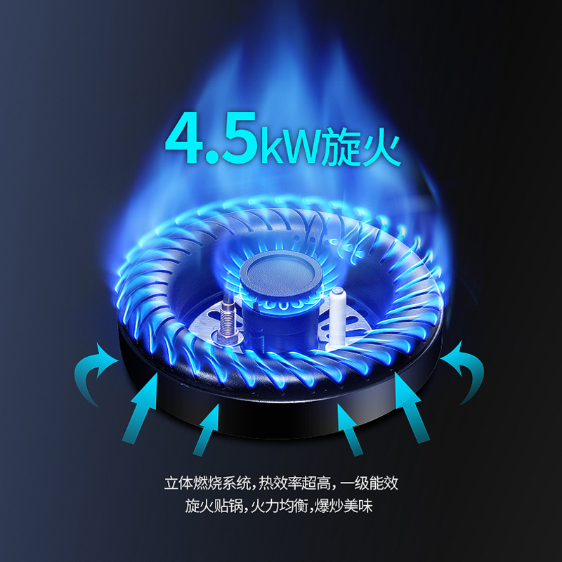普王家用煤气灶双灶4.5KW大火力嵌入式燃气灶天然气灶节能猛火灶 台式双炉灶具高清大图