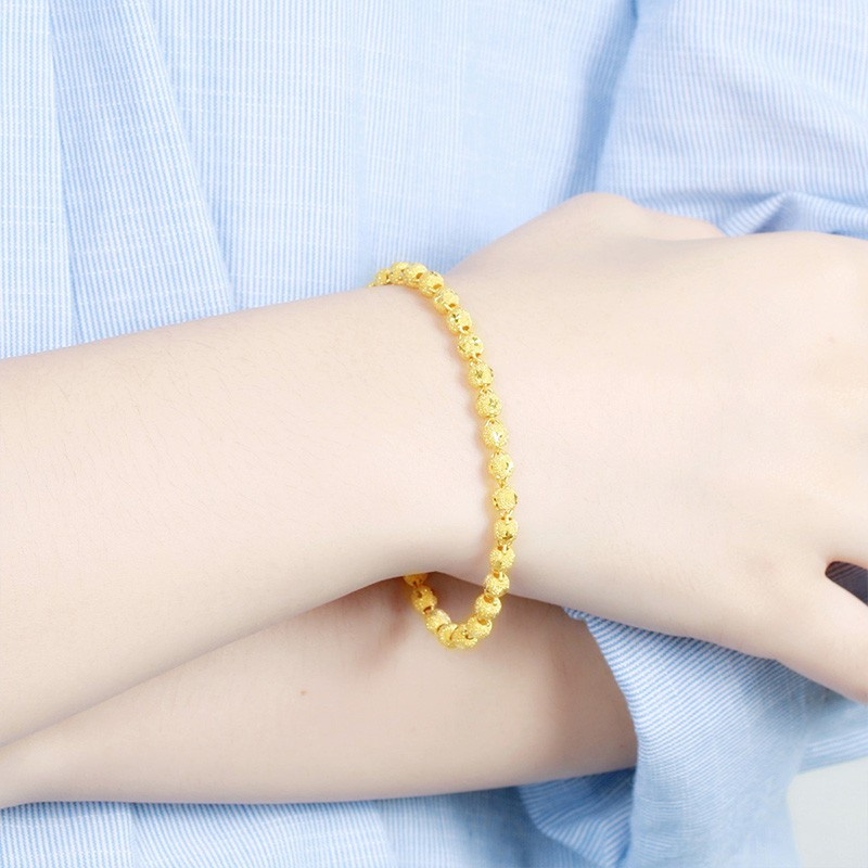 翠绿 黄金手链 足金999女款磨砂手链 金重约9.8-9.9克 a01000080633报