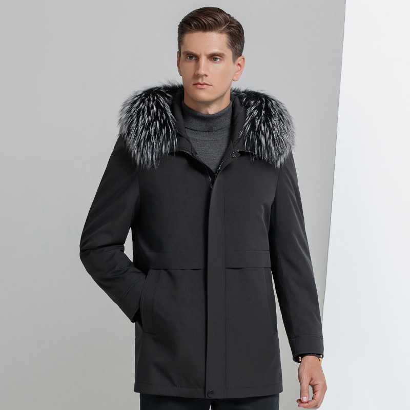 领皮草外套男中长款派克服男整貂内胆皮草大衣黄金貂绒男士外套尼克服