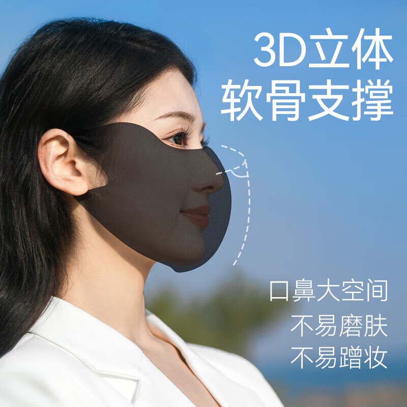 海氏海诺 防晒口罩 防晒指数UPF50+黑2只(20件起售)高清大图