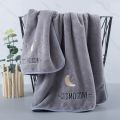 加大浴巾毛巾套装柔软吸水男女成人洗澡加厚家用三件套 加大号浴巾+毛巾 雅灰系.月星辰