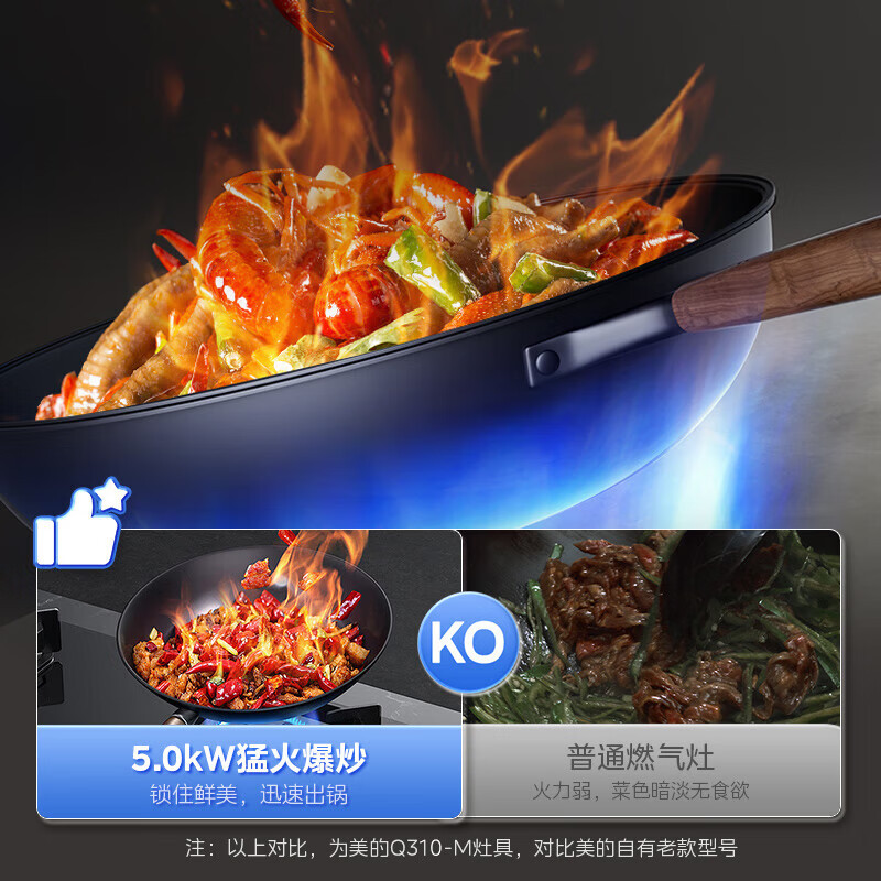 美的(Midea)燃气灶双灶Q310-M家用液化气灶煤气灶双灶5.0kW大火力大开孔大底壳灶具大面板猛火灶台液化气