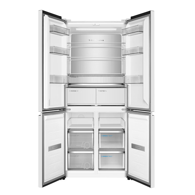 TCL R461P12-UQ 461升十字双开门四门58厘米超薄嵌入大容量家用冰箱一级变频 零缝隙嵌入 多点离子杀菌