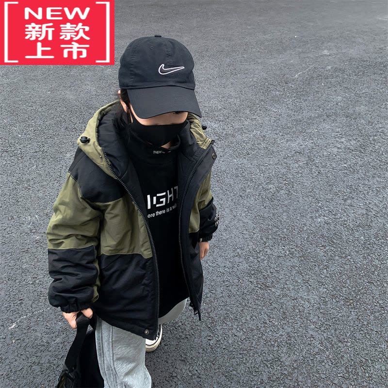 可莉允叮叮家童装男童夹棉外套连帽棉衣儿童冬装帅气男孩加厚夹克棉服潮图片