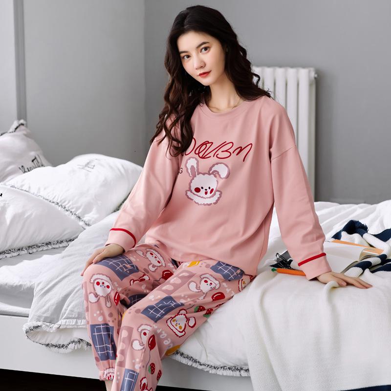 睡衣女长袖纯棉韩版卡通可爱少女心全棉女士春秋季家居服可外穿917263