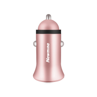 纽曼(Newmine)国产车载充电器HC15玫金色金属机身智能分流12-24V 双USB接口 2.4A快充 车充