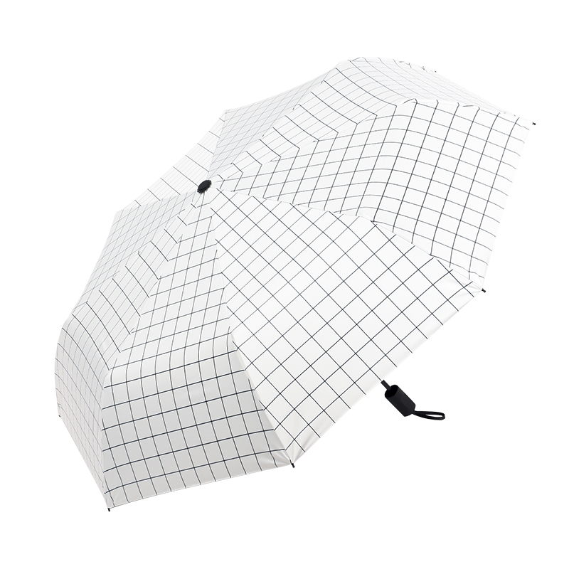 雨伞折叠女韩版学生晴雨两用防紫外线超轻防晒伞女黑胶格子太阳伞