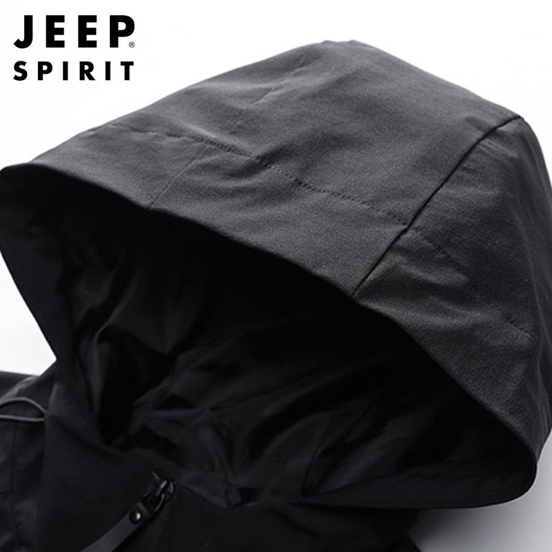 JEEP SPIRIT吉普春秋夹克大码轻质外套男商务休闲夹克衫上衣青年简约连帽防风衣服