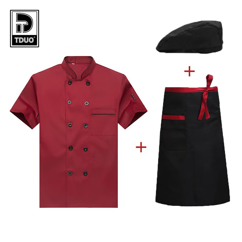 Tduo炊事员工作服三件套 U27 套 红色 L