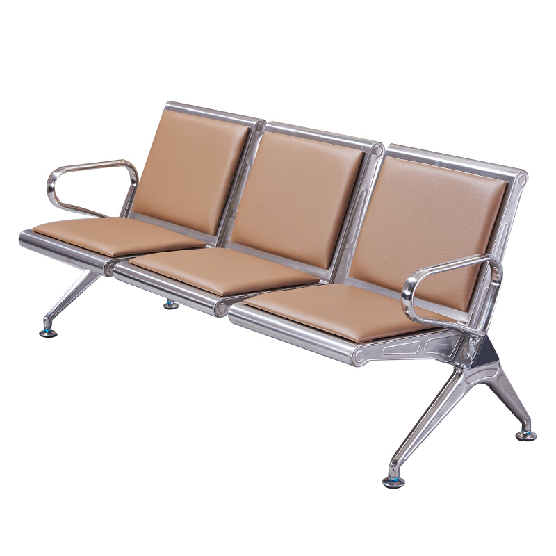 绵冠MIANGUAN机场椅候车椅连排椅医院候诊椅输液椅银行等候椅 棕色三人位