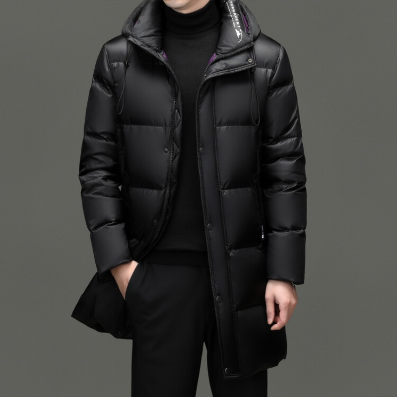 花花公子品牌冬装新款时尚连帽中长款男士羽绒服加厚北方户外防寒男装外套_46435 175 紫色