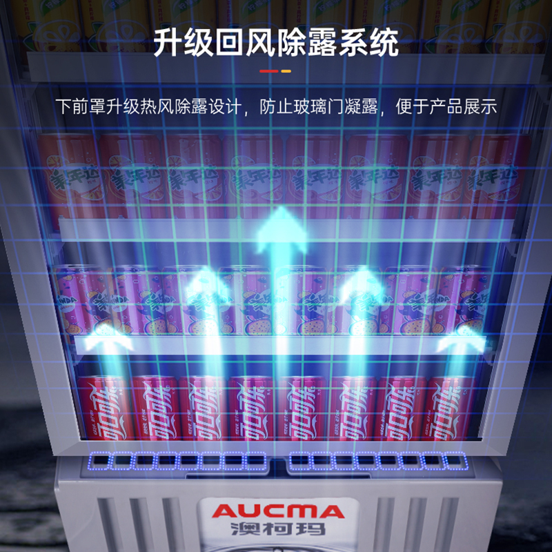 澳柯玛(AUCMA)SC-246高端风冷展示柜冷藏保鲜饮料柜商用冰箱超市啤酒单门冰柜