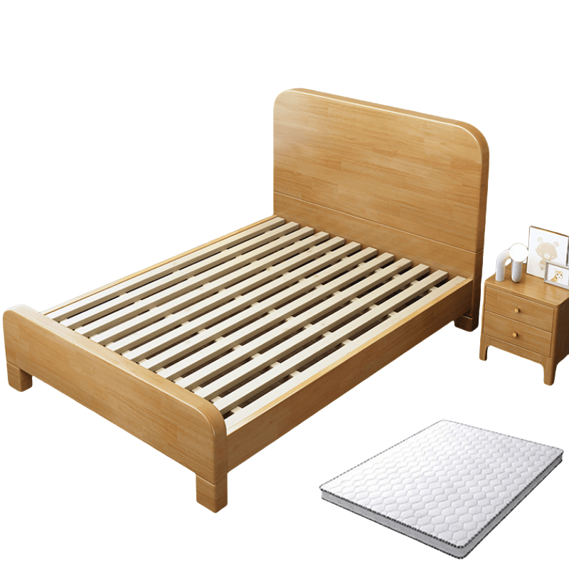 鑫木樽实木床+床垫+床头柜1200*2000*980mm套高清大图