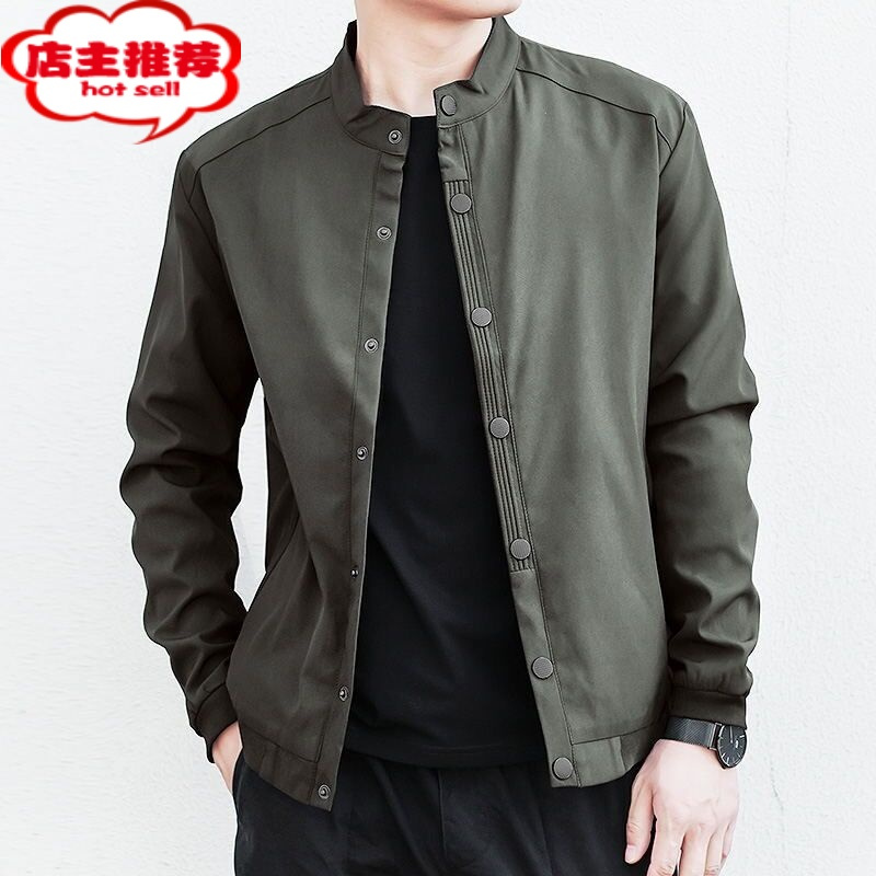 shanchao男士外套款立领夹克男士潮流外套男大码韩版休闲时尚上衣