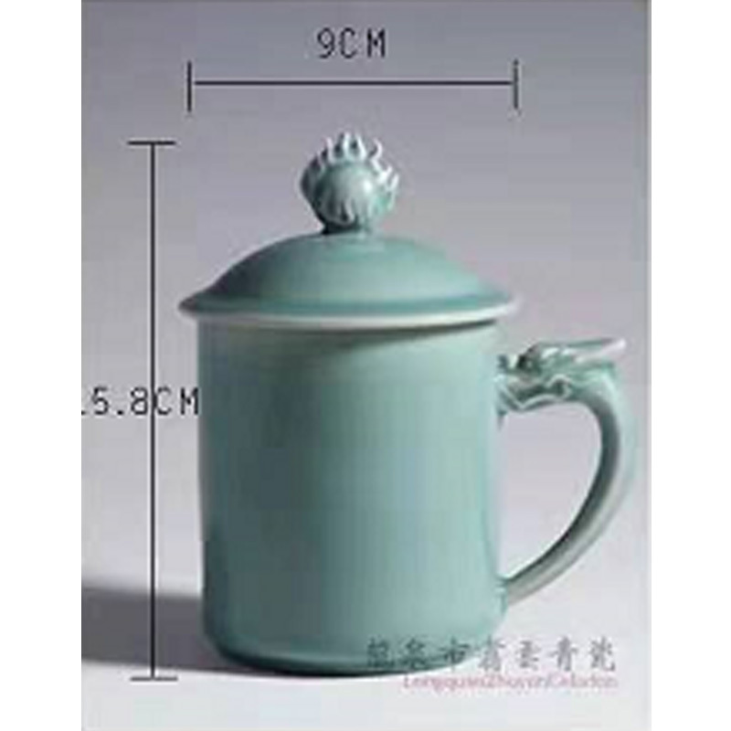 盲陶居龙泉青瓷:托烧龙凤杯-龙杯w01002 青