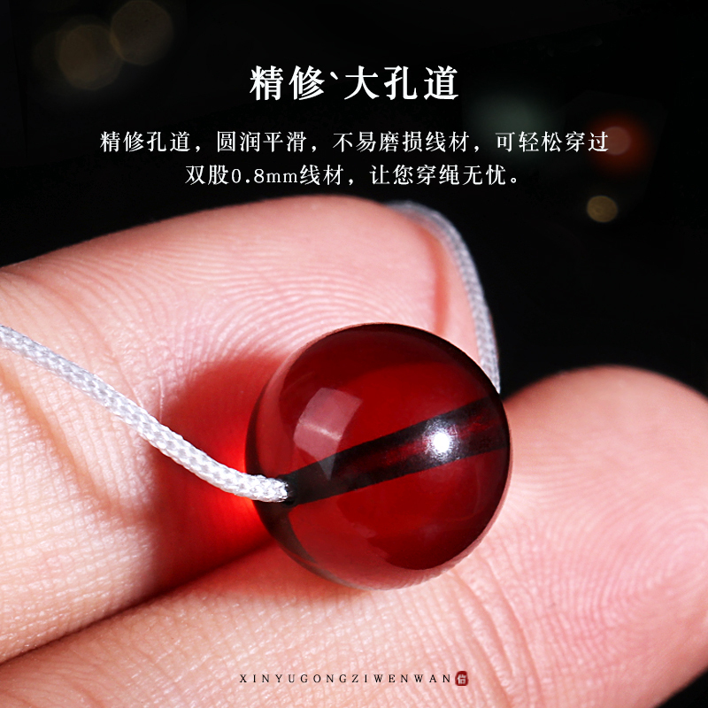 保真净水级血珀散珠单珠圆珠琥珀蜜蜡腰顶珠DIY星月手串手链配饰