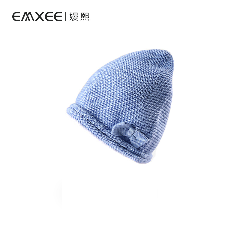 嫚熙(EMXEE)婴儿帽子针织蝴蝶结宝宝儿春夏帽子