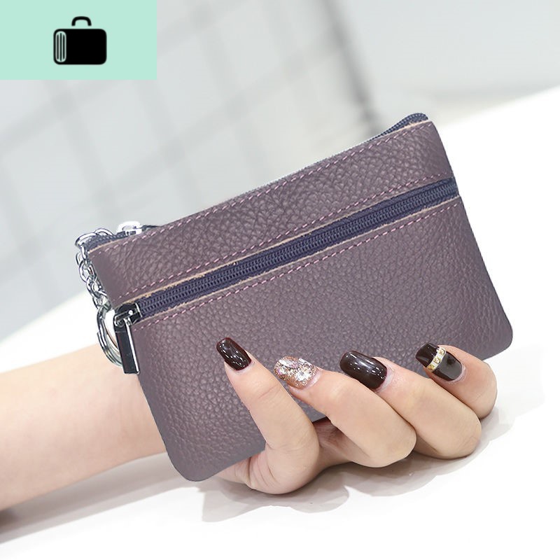 拉链真皮小钱包女软皮迷你潮男迷你超小短款超薄一对超萌男式钱包NEWLAKE 中号藕紫