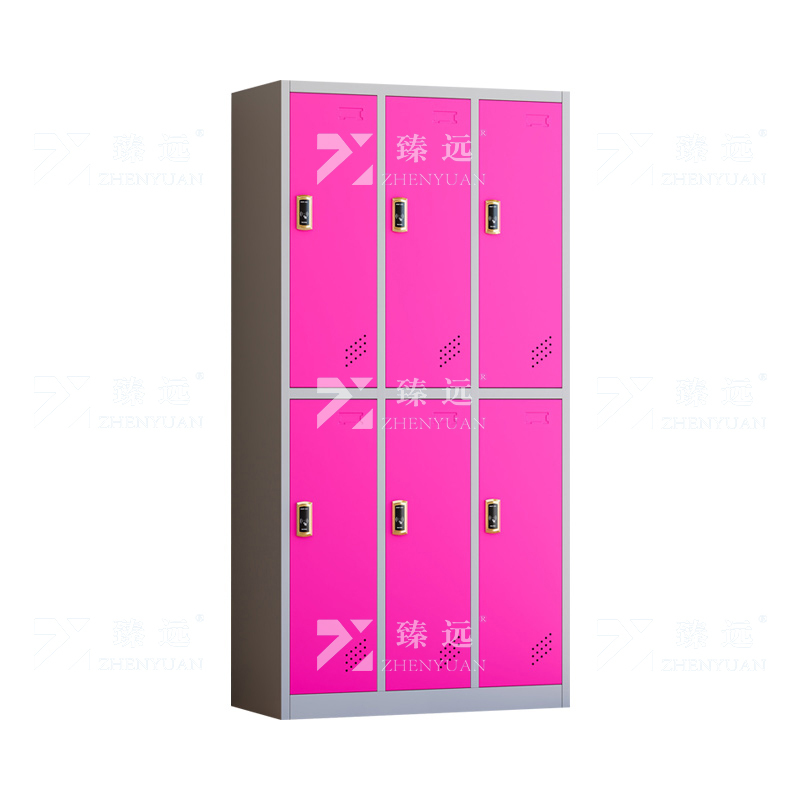 臻远 ZY-GYGC-99 彩色员工更衣柜感应锁存包柜浴室换衣柜健身房多门储物柜 六门白框红门