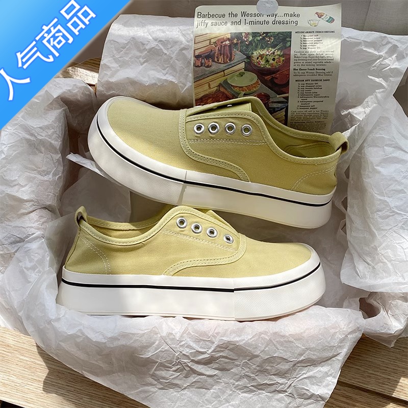 SUNTEK芒果头小众小白鞋子女2023夏季新款网红超火板鞋ins潮学生帆布鞋高清大图