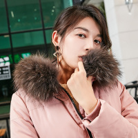 冰洁秋冬女款时尚羽绒服女中长款貉子连帽大毛领羽绒服女反季J70140038