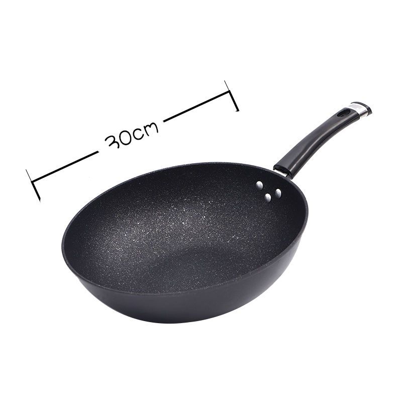 麦饭石炒锅煎锅炒菜锅无油烟锅不粘锅家用平底锅节油少烟炉灶j8普通款