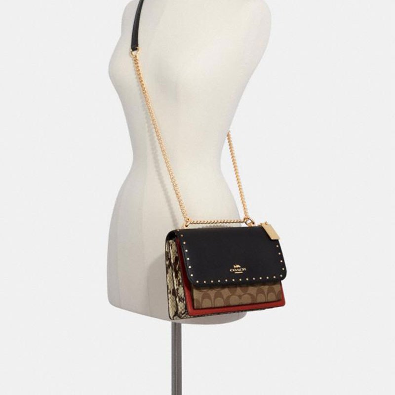 蔻驰coach女包奢侈品klare系列标志性帆布铆钉时尚休闲淑女风手提女斜