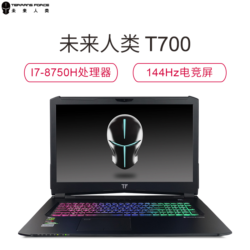 未来人类(Terrans Force)T700 17.3英寸144HZ电竞屏游戏本笔记本电脑(i7-8750H 256GB+1TB GTX1060 6GB RGB键盘)