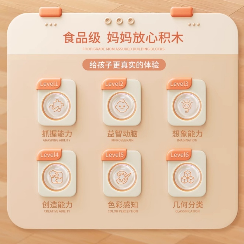 儿童拼插大颗粒软积木益智拼装玩具男女孩3到6岁宝宝生日礼物拼图高清大图