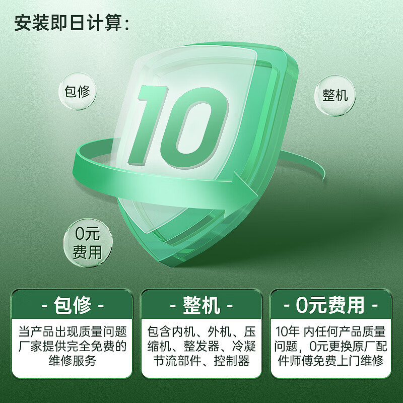 松下醇风系列 新风空调 1.5匹壁挂式空调挂机 新一级变频 自清洁除菌WIFI智控电辅加热J13AKR10G云杉绿高清大图