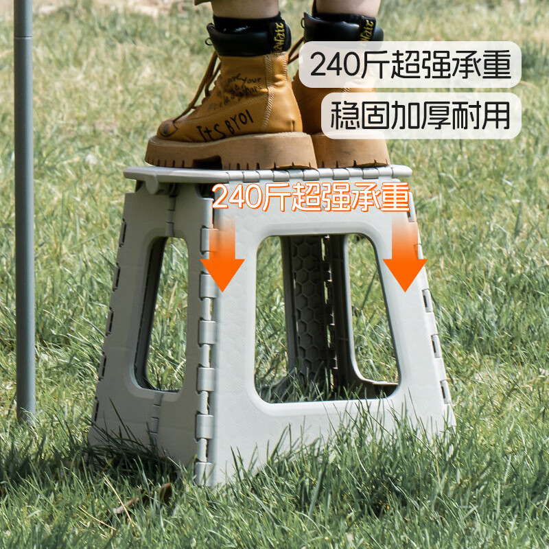 禧天龙户外露营折叠凳家用懒人折叠凳子便携式免组装安装塑 D-2014灰色折叠凳高清大图