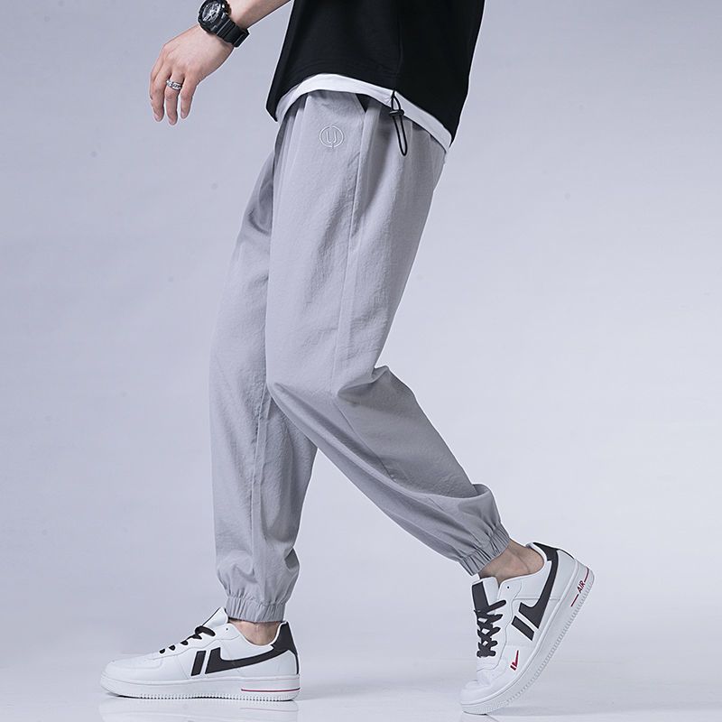 真维斯裤子男冰丝速干薄款夏季休闲长裤百搭学生九分裤运动束脚裤