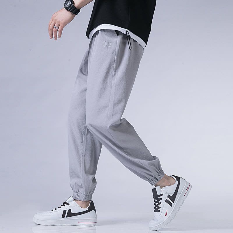 真维斯裤子男冰丝速干薄款夏季休闲长裤百搭学生九分裤运动束脚裤图片