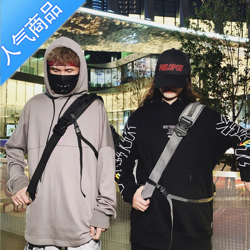 封后街头潮流原宿机能包ins工装包学生女男潮牌大容量反光单肩斜跨包斜挎包男