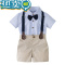 绿彩虹光小男童西装夏宝宝1周岁宴礼服春秋2抓周衣服婴幼儿童生日绅士套装