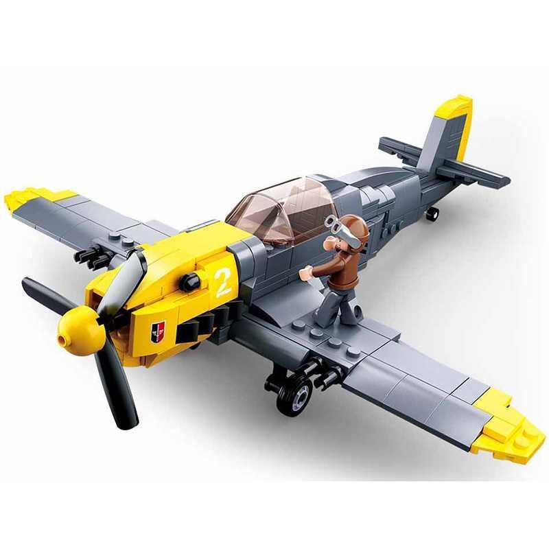 新年战斗飞机喷气机二战德军老式战机男孩拼装积木玩具 轰炸机