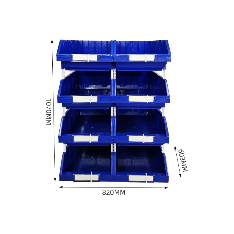 翌嘉 YJ4121779斜口组合式零件盒收纳分类货架型盒箱 蓝色 8只装 820*603*1070高清大图