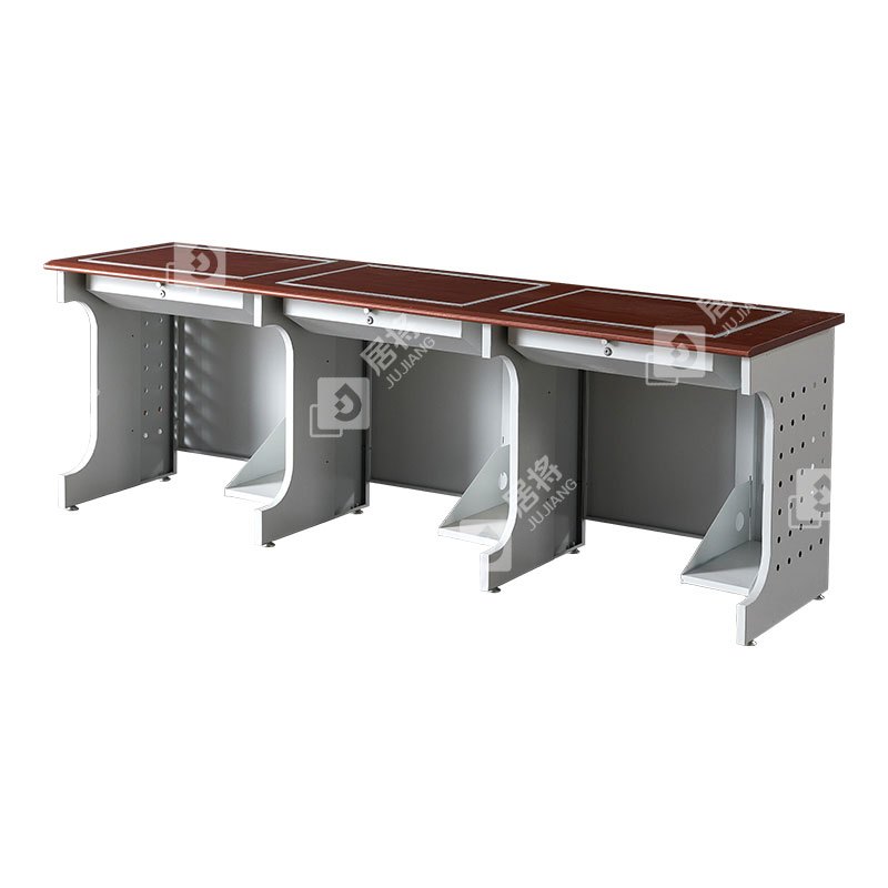 居将 JJ4012433 隐藏式翻转电脑桌培训桌教室机房多媒体学习桌办公桌D款三人位