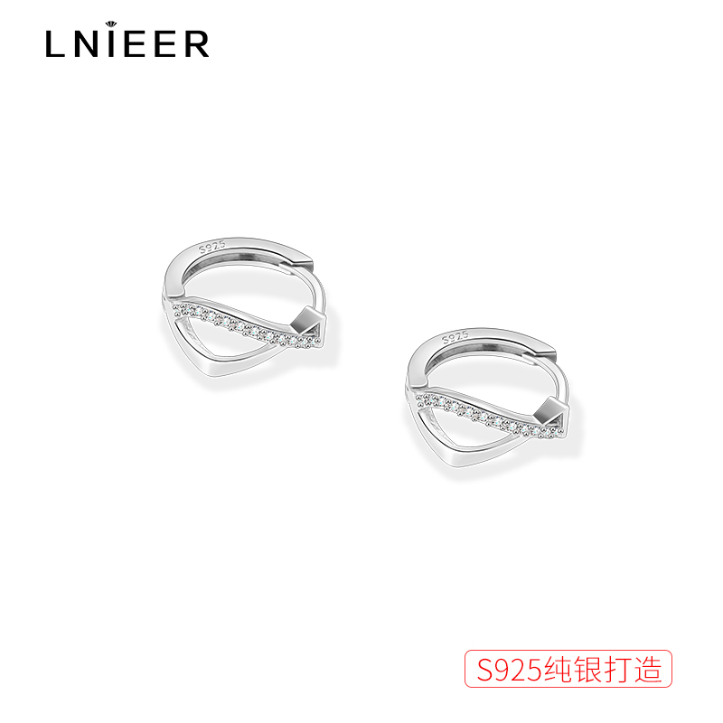 睡觉不用摘925纯银耳圈女养耳洞几何耳环钻石耳钉高级感圆圈耳饰送女朋友老婆情人节七夕生日礼物