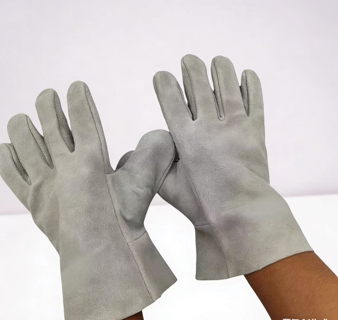 路安保牛皮电焊手套短款均码副高清大图