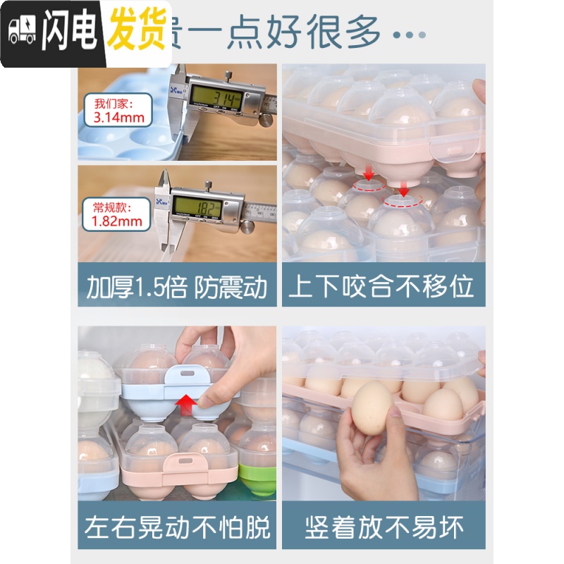 三维工匠鸡蛋盒冰箱保鲜收纳盒冰箱用放鸡蛋的收纳盒架托装蛋盒子塑料蛋架高清大图