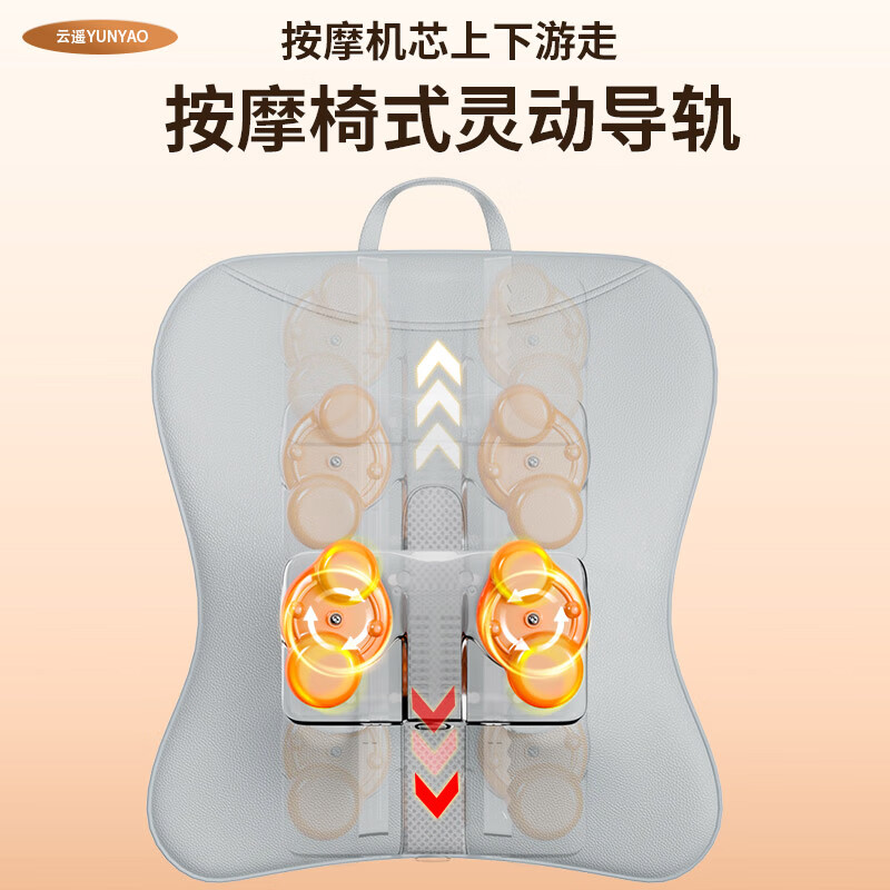 云遥轻薄靠垫车载 腰背滑行按摩器YY-HX-W《至尊款灰色》导轨式上下游走按摩+分区定位精准按压高清大图