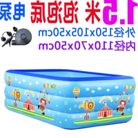 便携式充气浴缸双人塑料桶加厚保暖可折叠浴盆泡澡桶沐浴桶_3 普通款三环1.5米电泵