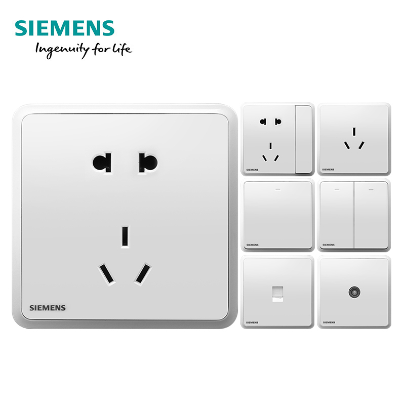 西门子(SIEMENS)开关插座系列86型面板灵蕴晨曦白五孔 16A空调 五孔USB一站购齐 五孔 灵蕴晨曦