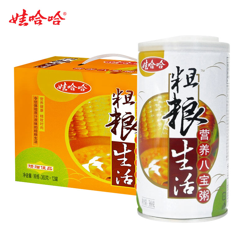 [娃哈哈官方]娃哈哈粗粮生活营养八宝粥360g*12罐