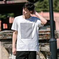 [商场同款]男装2018夏装新款男士时尚圆领白色贴布T恤男短袖白色