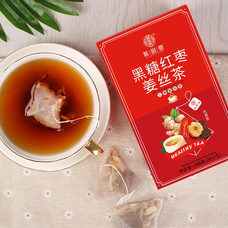 谯韵堂 黑糖红枣姜丝茶 240克/盒高清大图