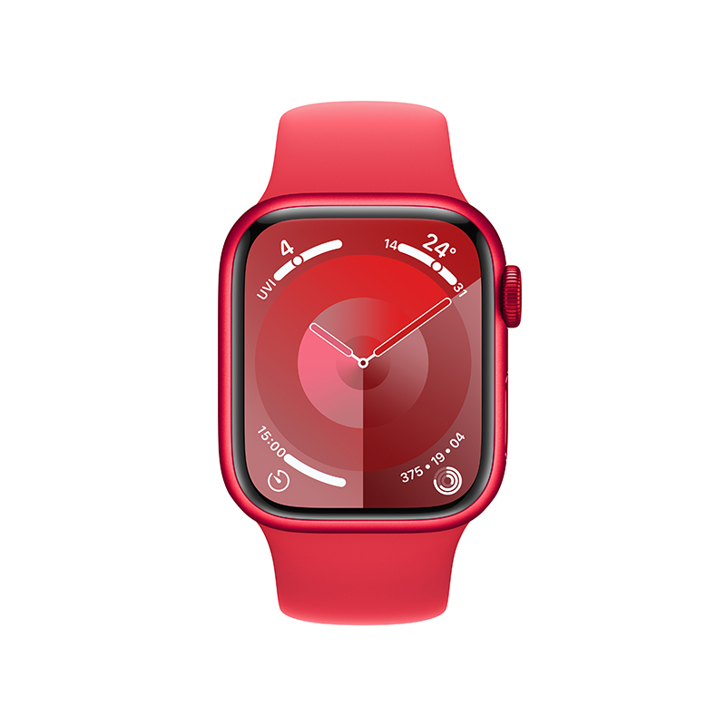 Apple Watch Series 9 (GPS + 蜂窝网络) 41 毫米红色铝金属表壳 红色运动型表带 - M/L