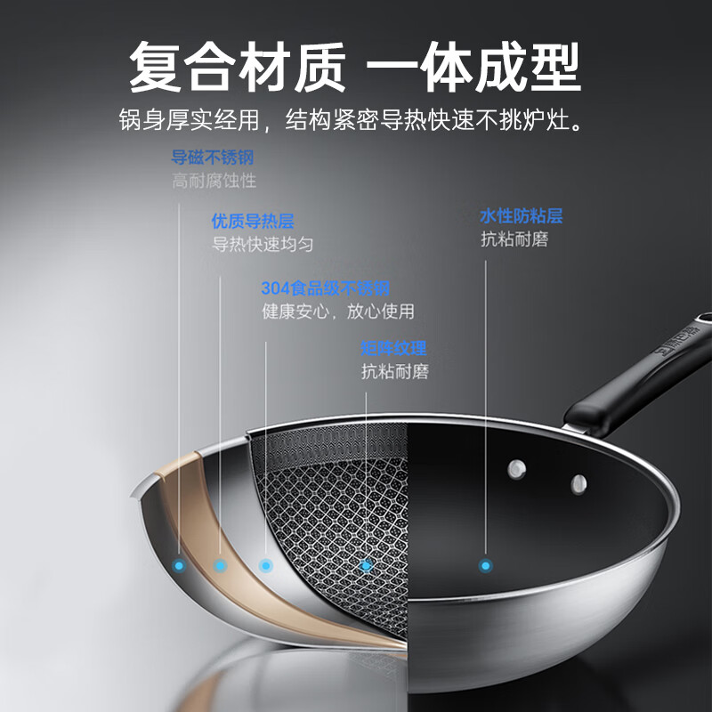 康巴赫B款好轻松304蜂窝炒锅-30cm(带铲)KGQ-C30Z高清大图