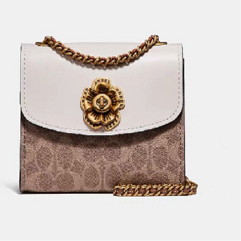 coach寇驰铆钉parker18山茶花系列单肩斜挎包视频